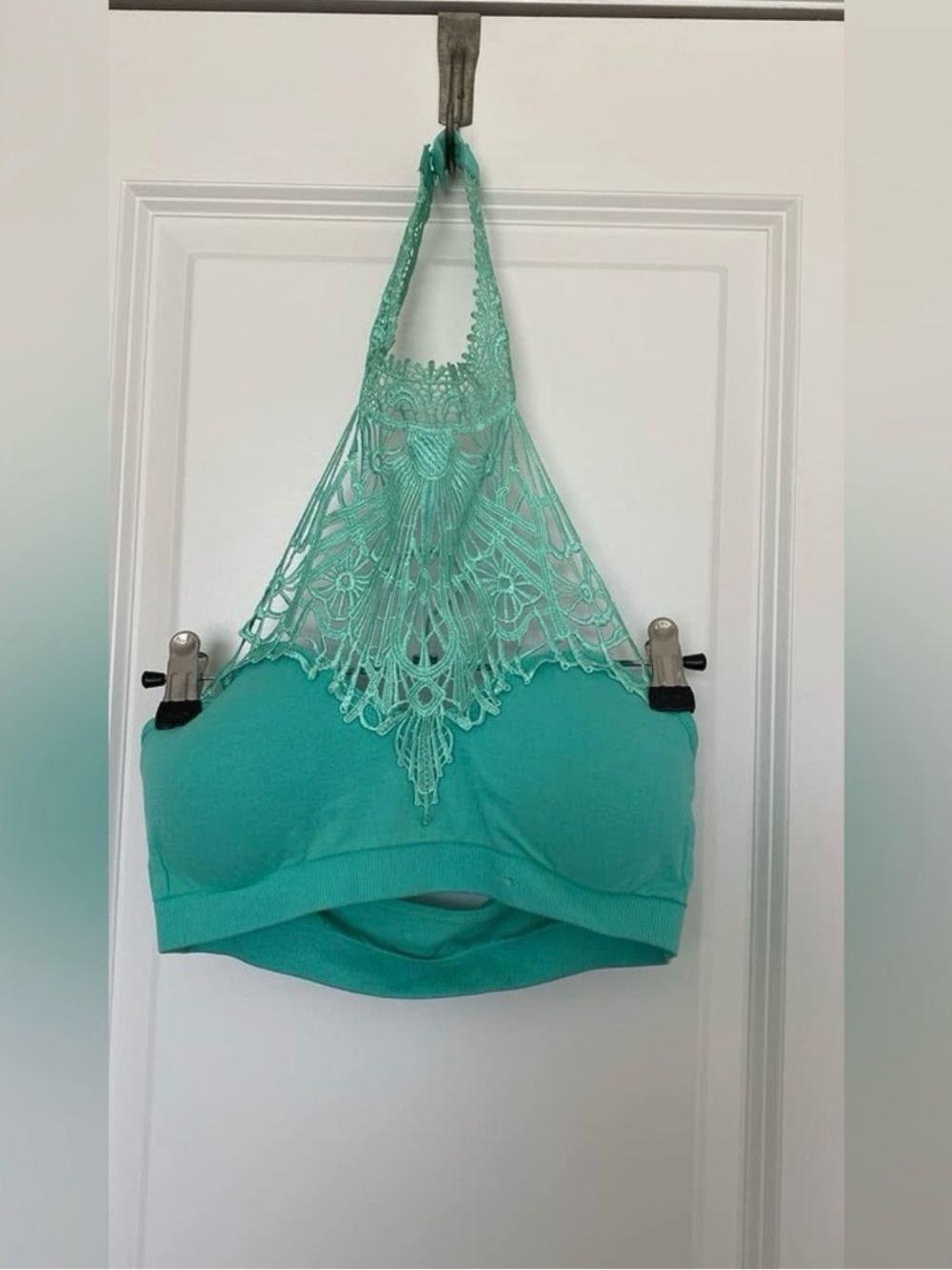 Lace Halter Bralette in Teal - Women Intimates